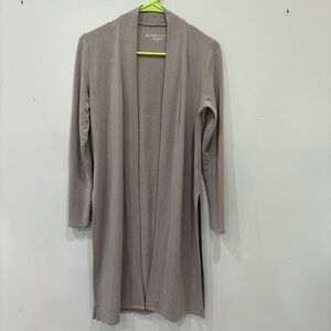 Beyond Yoga Oatmeal Heather Modal Blend High Slit Long Cardigan Sweater Size XS